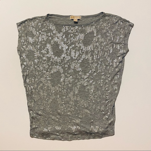 MICHAEL by Micheal Kors heather grey sequin pattern T-shirt - Picture 5 of 5